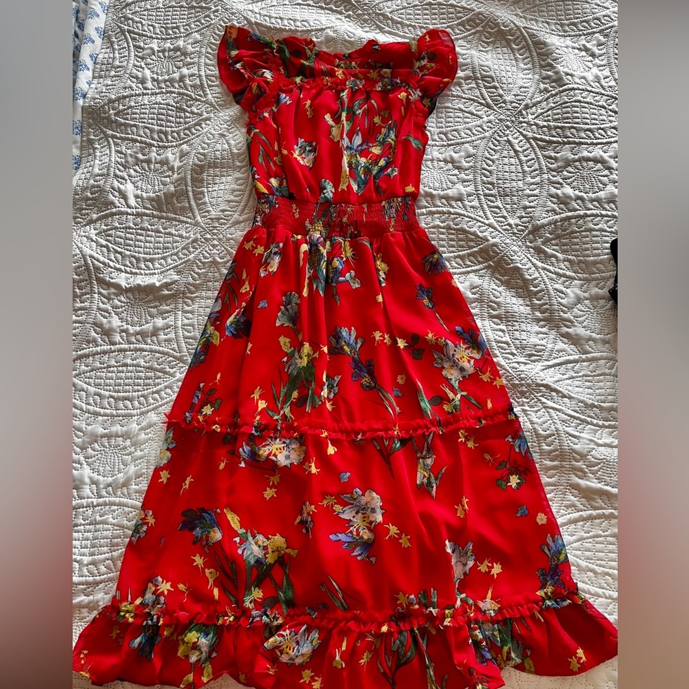 Floral Red Dress